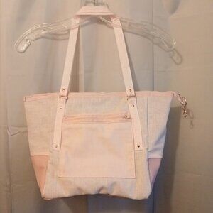 New Spring Tote Shopper shoulder Bag Pink linen Double handle Carryall Purse